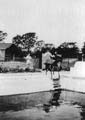 The swimming pool with Gaby Saunders (the little girl in the background), Chloe Beaumont and Billy Hinks.