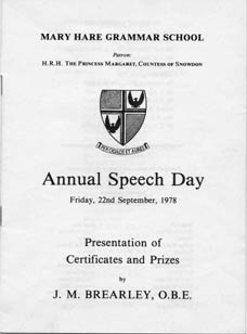 Speech Day Programme 1978