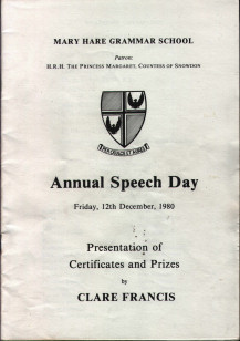 Speech Day Programme 1980